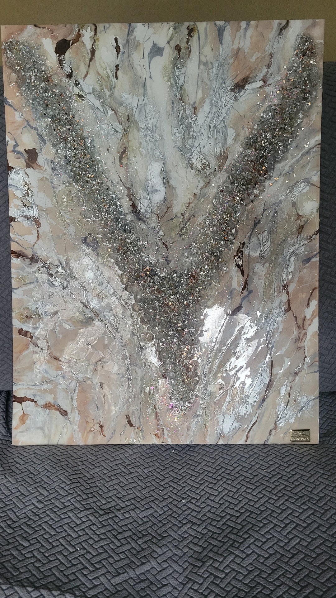 Marble Glitter Painting Resin Painting Glass Art Etsy