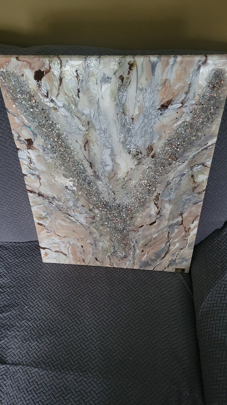 Marble Glitter Painting Resin Painting Glass Art Etsy