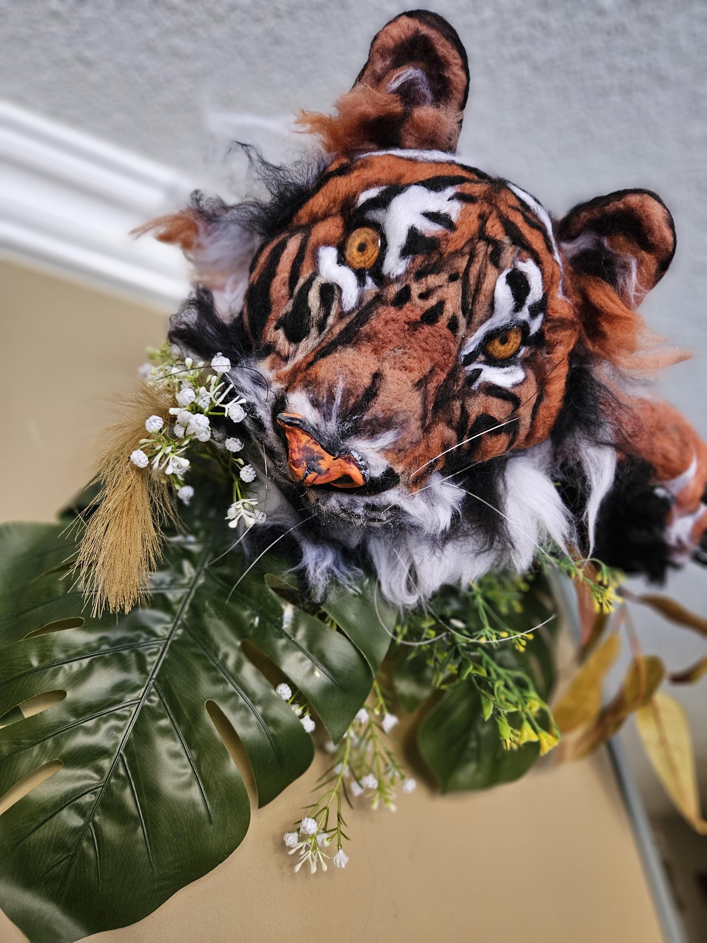 Needlefelted Wool Tiger Head Sculpture, Faux Taxidermy Wall Art - Etsy