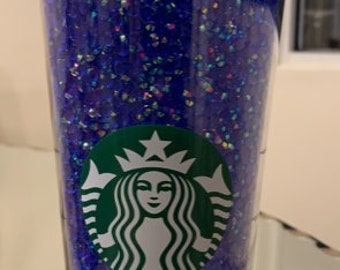 Blue Rhinestone Filled Tumbler