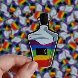 Rainbow gay pride potion sticker LGBTQIA+ pride flag bottle