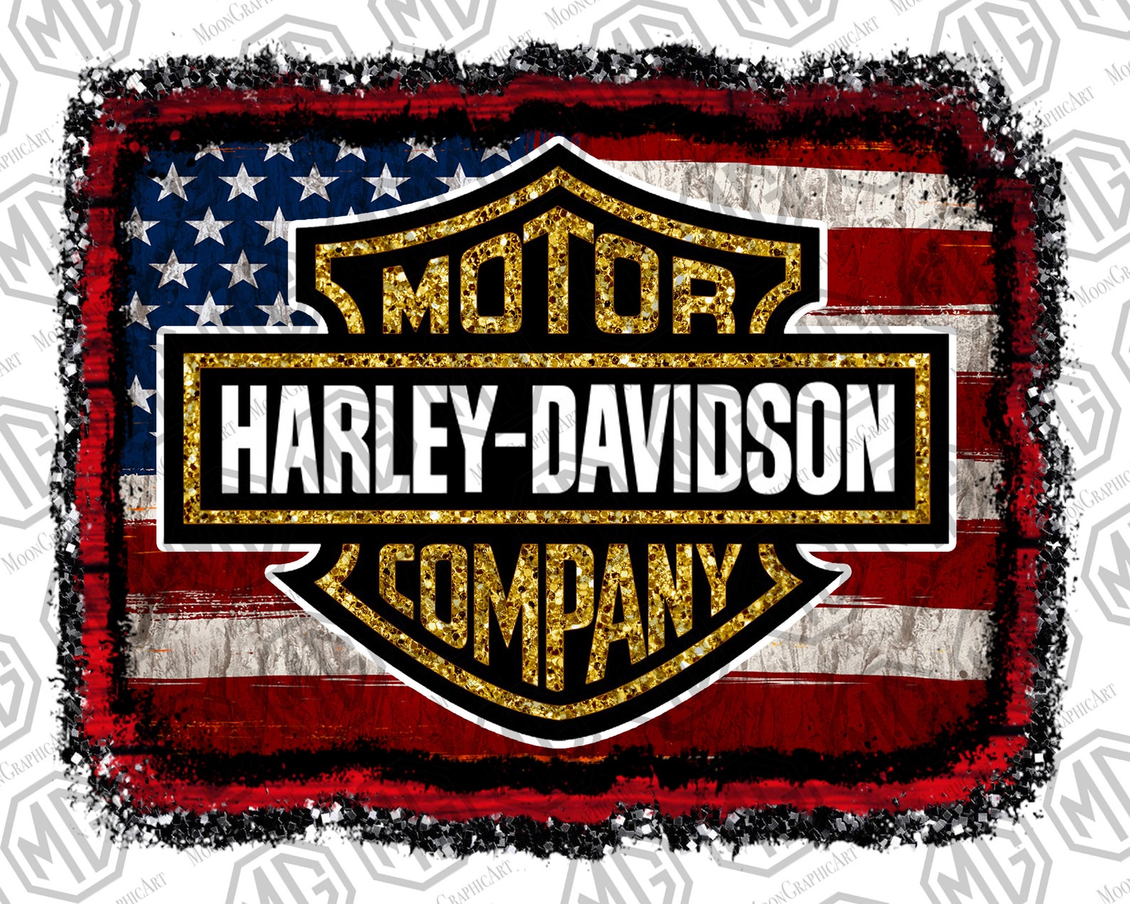 Harley Davidson and Usa Flag Background American Flag | Etsy