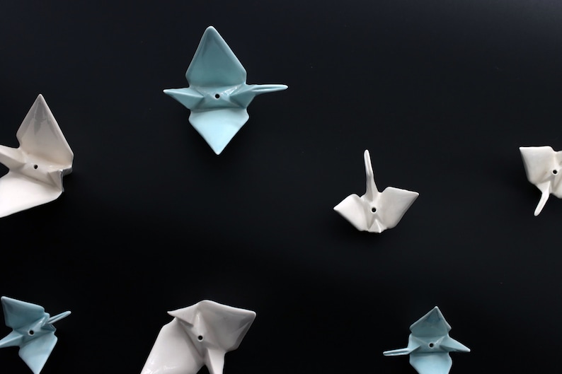 Figurine de grue Origami en porcelaine japonaise, Sculpture d'oiseau faite à la main, grue en céramique 3d, décoration artistique, décoration de maison, cadeau de mariage image 3