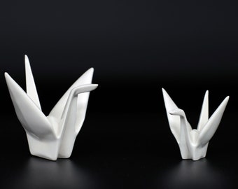 Japanese Porcelain Origami Crane Figurine Handmade Bird Sculpture 3d Ceramic Crane Art Decoration Home Decoration Gift
