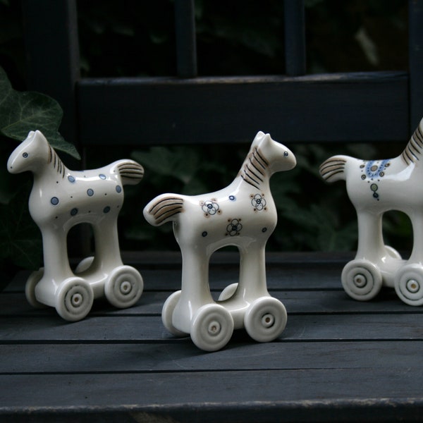 Handmade toy horse made of porcelain - a unique accessory for collectors, children and horse lovers.