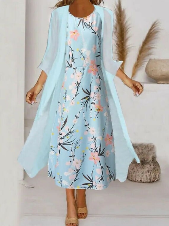Women's A Line Dress Midi Dress 3/4 Length Sleeve Floral - Etsy