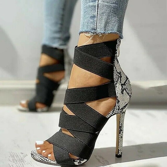 Women's Sandals Stilettos Animal Print High Heel Stiletto | Etsy