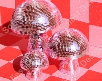 Boules disco aux champignons roses