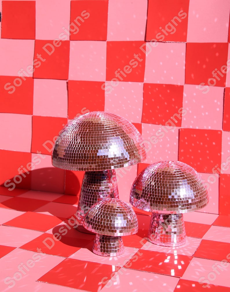 Boules disco aux champignons roses image 3