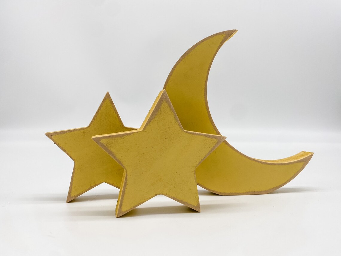 Wooden Stars Wood Stars Nursery Star Decor Moon and Stars Etsy