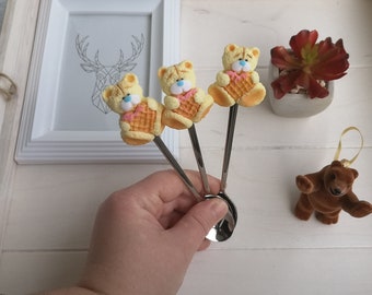 Spoon with polymer clay decor Teddy bear