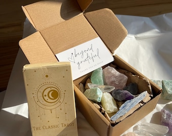 Coffret cristaux et tarots : cristaux de guérison, jeu de tarots - cadeau spirituel