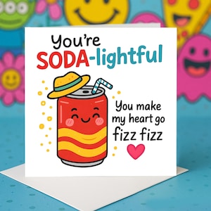 Soda Can Grußkarte mit Fizzing Heart und Can Design Personalisierte Grußkarte für Partner Liebe Feier Beziehung Grußkarten
