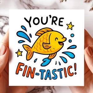 Cartão de peixe engraçado, agradecimento fantástico ao professor, parabéns aos alunos, cartões de felicitações positivos, presente de agradecimento e incentivo.