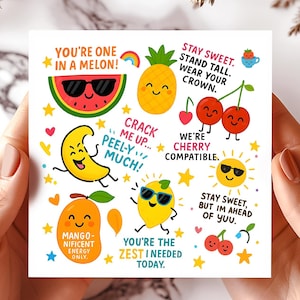 Grappige fruit woordspeling wenskaart met vrolijke cartoon producten Feel Good Message Vriendschap wenskaart Cadeau wenskaart Leuke wenskaart
