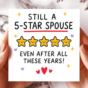 Funny Spouse Card Five Star Greeting Card for Anniversary Personalised Card Thank You Card for Partner Relationship Love Greeting Cards