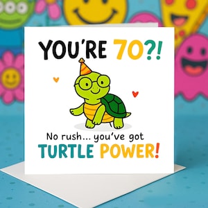 Lustige Schildkröte 70. Geburtstagskarte, Schildkröten-Meilenstein-Grußkarten, Alter 70 Karten, langsames und Stetiges Geburtstagsgruß-Karten-Geschenk.