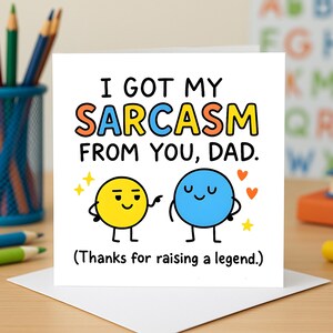 Source de sarcasme légendaire - Carte de papa amusante pour la fête des pères, anniversaire, remerciement, carte d'humour pour les parents, cartes de voeux amusantes pour papa
