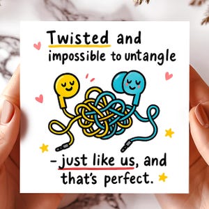 Twisted Love Card Funny Earphones Greeting Card Romantic Message Personalised Card for Couple Partner Relationship Thank You Greeting Cards