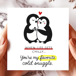 Biglietto d'auguri con amore per i pinguini - Coccole al freddo - Quando la vita diventa fredda - Grazioso regalo con amore per i pinguini - Biglietti d'auguri con amore invernale
