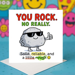 Tarjeta divertida "Eres genial", tarjetas de felicitación sólidas y confiables, tarjetas de juegos de palabras de rock geniales, tarjetas de felicitación divertidas y extravagantes, tarjeta de agradecimiento de amistad.