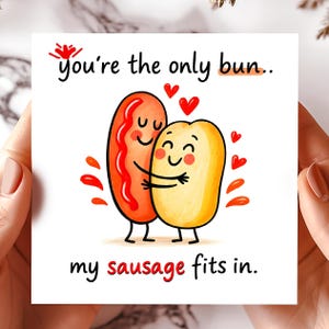 Hot dog love Card | Funny sausage fit joke Greeting cards | Food pun for boyfriend | Cute couple humor Greeting cards