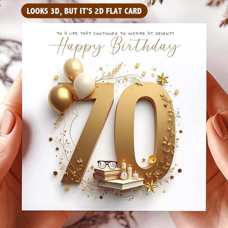 Personalised 70th Birthday Card Gold Theme Elegant Milestone Greeting ...