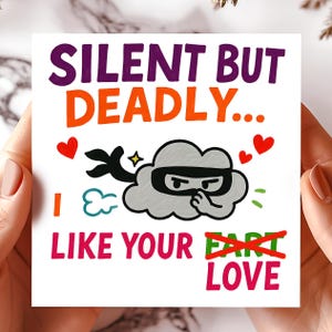 Funny Silent But Deadly Love Card Ninja Fart Humor - Anniversary Valentine Joke Greeting cards - Cute Romantic Relationship Gag Gift