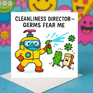Sauberheit-Direktor-Karte, Germ Fighter Grußkarten, Sanitizer Heldenkarten, Lustige Hygienekarten Geschenk, Anti-Kerimschutzkarten.