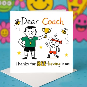 Tarjeta de agradecimiento divertida para entrenador, tarjetas de felicitación para entrenadores deportivos, tarjetas con juegos de palabras inspiradores, nota de motivación, regalo para entrenador de fitness, tarjeta de ánimo para el equipo.