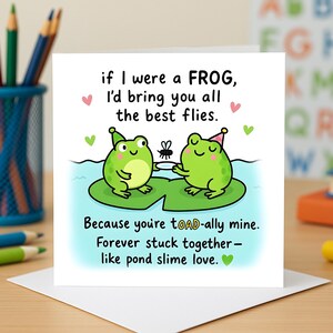 Carte de voeux grenouille de mine toadally avec jeu de mots d'amour d'étang Carte de voeux d'amphibien mignon pour les couples originaux Carte de voeux romantique Carte de relation
