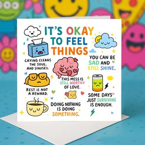 Carte de voeux sur la santé mentale avec des affirmations positives Carte de voeux pour les soins personnels Cartes de voeux pour les proches