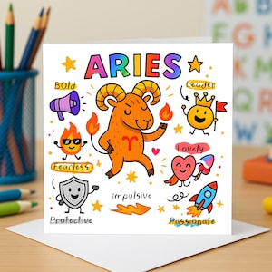 Aries Zodiac Birthday Card: Funny Astrology Star Sign Illustration