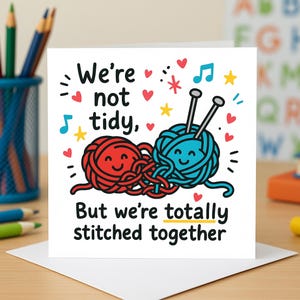 Yarn Couple Card Cute Stitched Greeting Card Romantic Message Thank You Card Personalised Card for Partner Relationship Love Greeting Cards