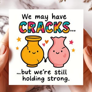Cracked Pottery Liebeskarte Niedliche Glas-Grußkarte mit starker Nachricht Personalisierte Karte für Partner Resilience Beziehungs-Grußkarten