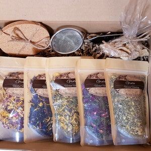 5 Loose Leaf Herbal Tea Gift Set - Dried Leaf - Vegan gift set - Easter letterbox gift - Birthday gift set Mothers day gift set