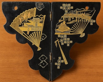 【送料込】漆　蒔絵　台セット　入れ子　アンティーク 漆塗り - 日本のアンティーク蒔絵ブックレスト家具、木製シェル