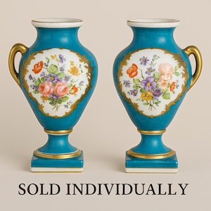 Antique French Porcelain Vases – Hand-Painted Floral – ca. 1900 – Sold Individually