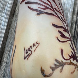 Vintage Legras French Cameo Glass Vase | Art Nouveau Hand-Etched Floral Design | Signed Antique Vase | Restoration Needed