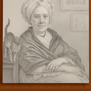 Antique Hand-Painted Porcelain Plaque – Jean-Michel Moreau 1776 Portrait Copy – Signed Marthe Detot 1889 – French Wall Art