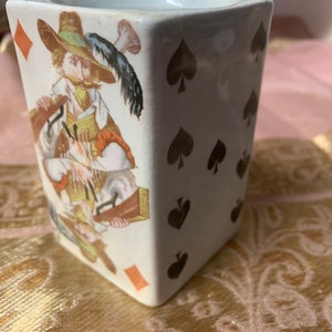 MOUTARDE JULIEN MACK Dijon Pot à Moutarde illustré de Cartes à jouer。 1900年頃、高さ：9cm