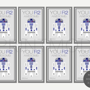 Valentines Tag - R2D2 Valentines - R2D2 kaarten - Star Wars Valentines kaarten - Valentines - afdrukbare Valentines Card - Instant Download