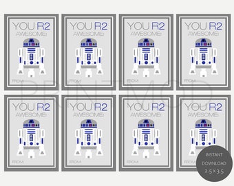 Valentines Tag - R2D2 Valentines - R2D2 Cards - Star Wars Valentines Cards - Valentines - Printable Valentines Card - Instant Download