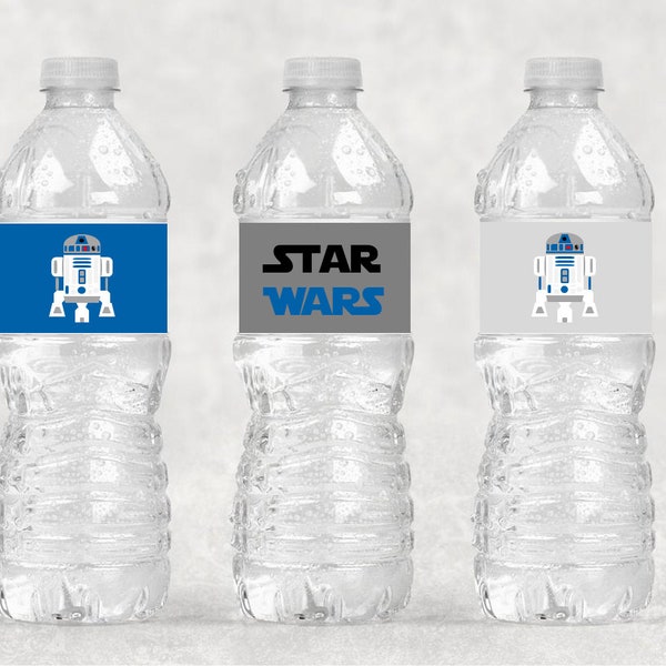 r2d2 Water Labels, Star Wars Drink Labels, Printable Birthday Water Labels, Boy's Birthday Printable, Modern Birthday