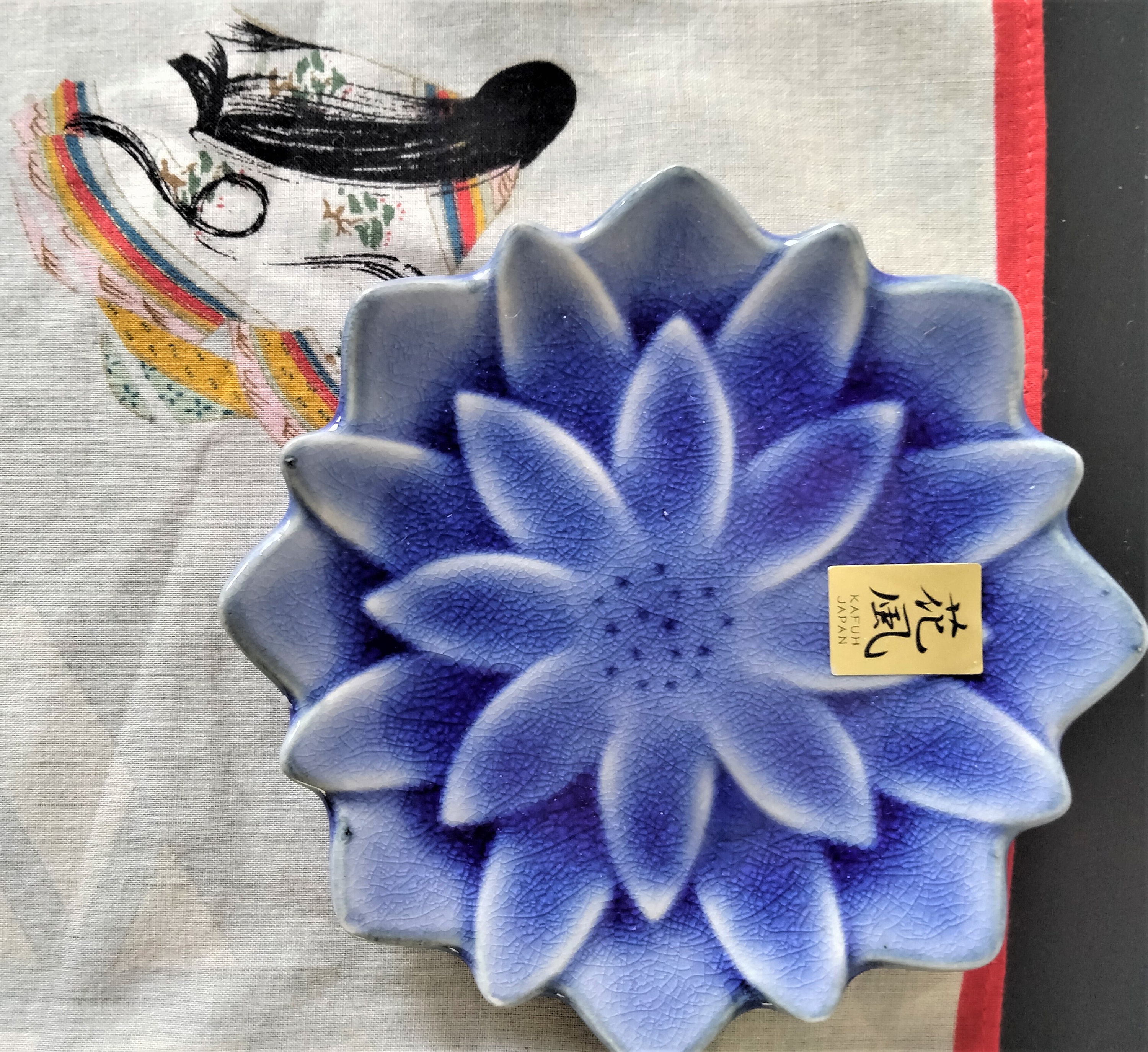 LOTUS Theme Famous Kafuh JAPAN Porcelain Plate, Hand Painted, Shaded