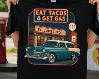 Eat Tacos & Get Gas Tshirt Retro Vintage Food Tee, Taco Tuesday Shirt