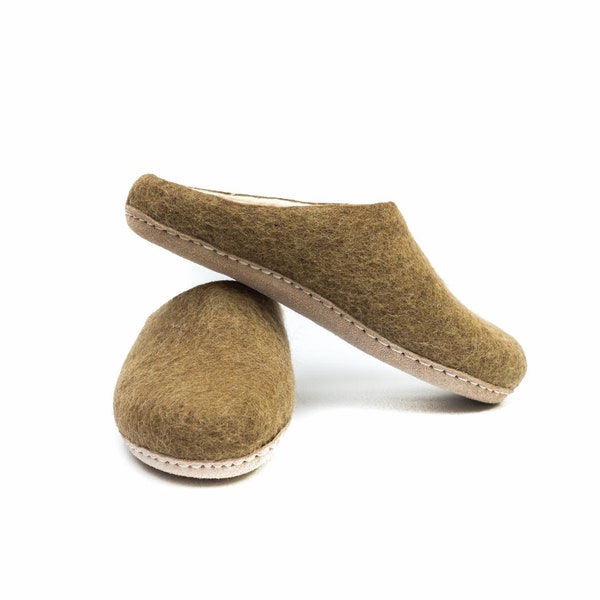 Colorful Felted 100% Woolen leather sole slippers | Handmade in Nepal