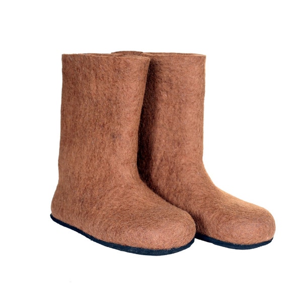 Rubber Sole Handmade Felted 100% Woolen Boots