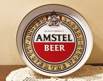 SELTEN! AMSTEL BEER rundes Tablett- Zeitloses Geschenk -Geschenk für ihn -Weihnachtsgeschenk - Sammeltablett