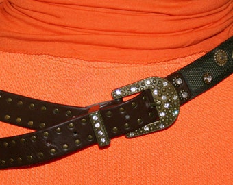 Buy Vintage American Eagle Women Rhinestone Stud Leather  display picture 3